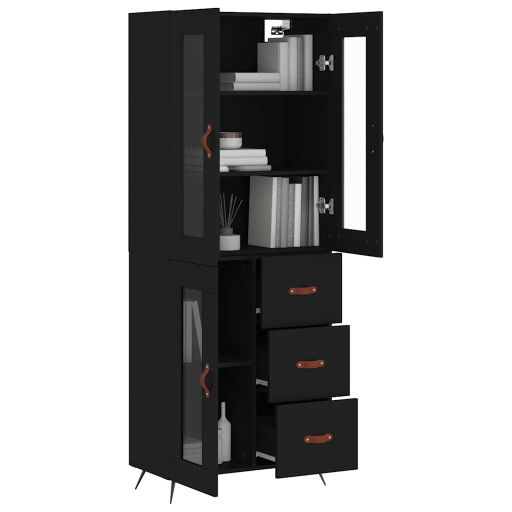 Highboard Black 69,5x34x180 cm Engineered Wood