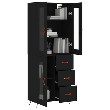 Highboard Black 69,5x34x180 cm Engineered Wood