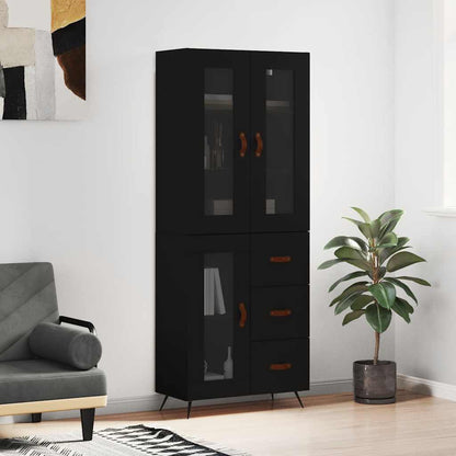 Highboard Black 69,5x34x180 cm Engineered Wood