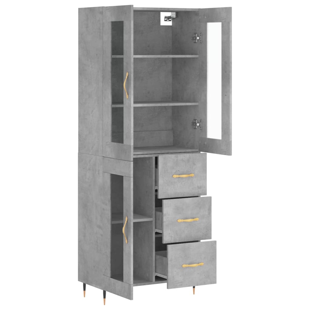 Highboard Concrete Grey 69,5x34x180 cm Engineered Wood