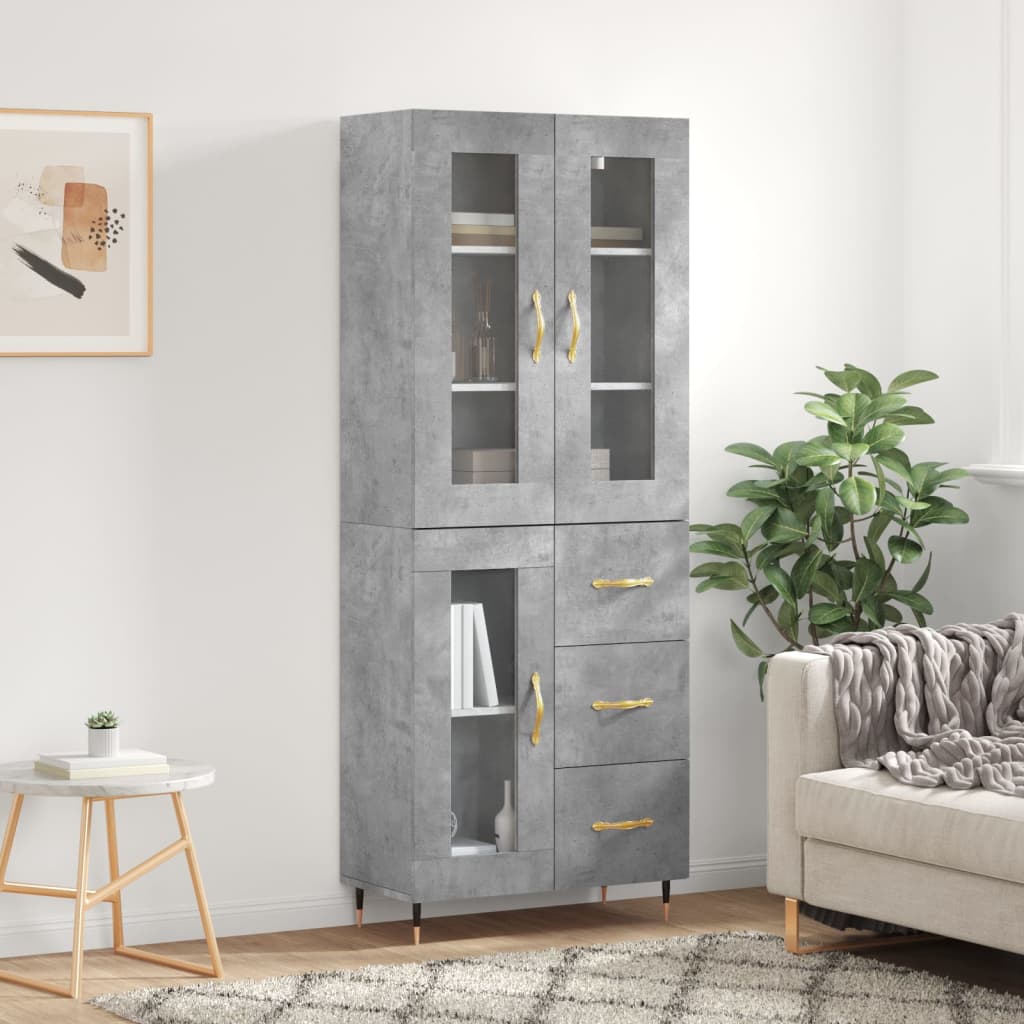 Highboard Concrete Grey 69,5x34x180 cm Engineered Wood