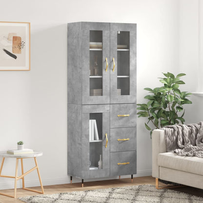 Highboard Concrete Grey 69,5x34x180 cm Engineered Wood
