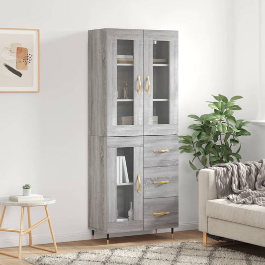 Highboard Grey Sonoma 69,5x34x180 cm Engineered Wood