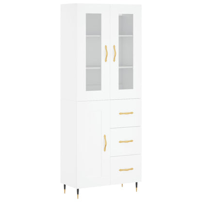 Highboard White 69,5x34x180 cm Engineered Wood