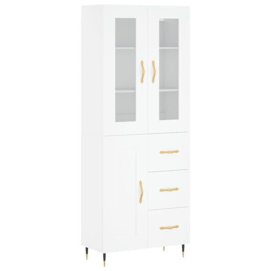 Highboard White 69,5x34x180 cm Engineered Wood