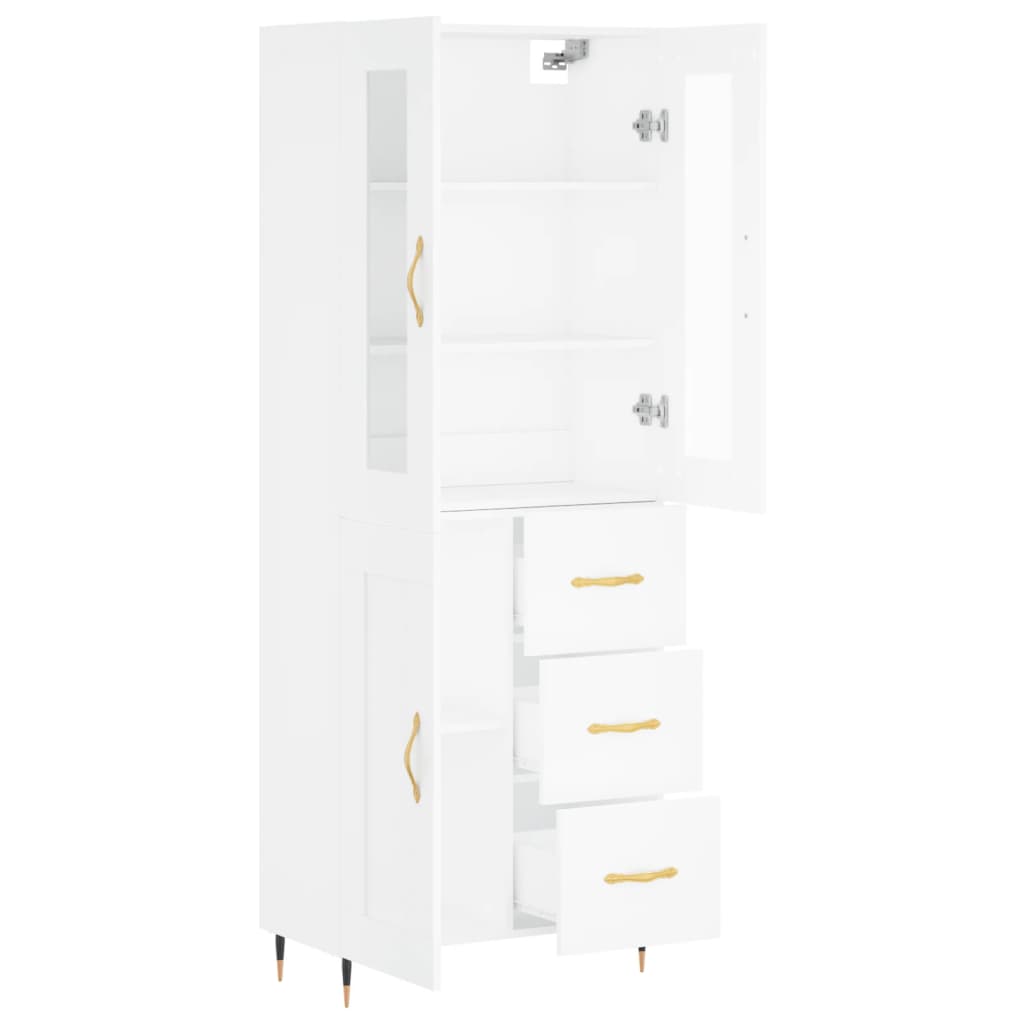 Highboard White 69,5x34x180 cm Engineered Wood