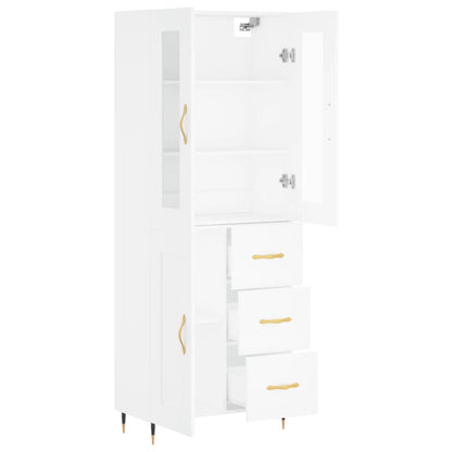 Highboard White 69,5x34x180 cm Engineered Wood