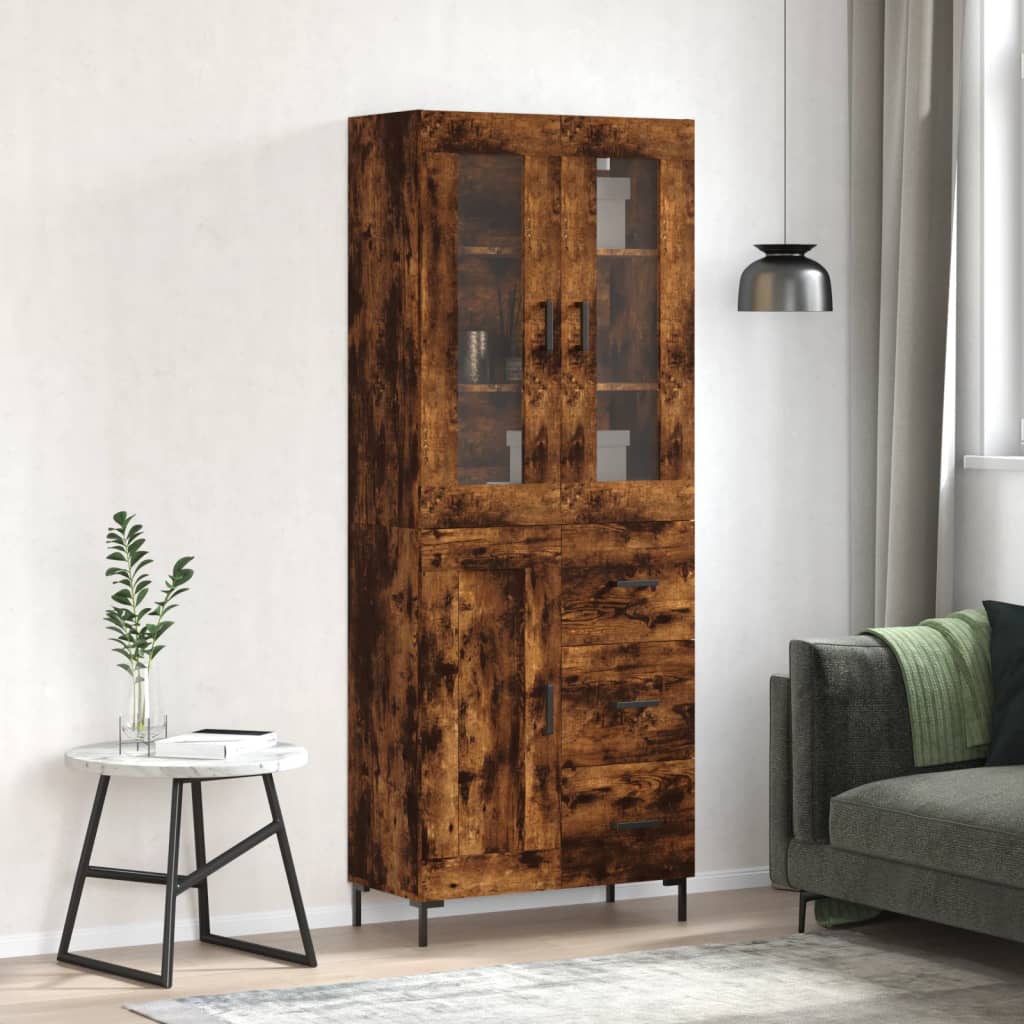 Highboard Smoked Oak 69.5x34x180 cm Engineered Wood
