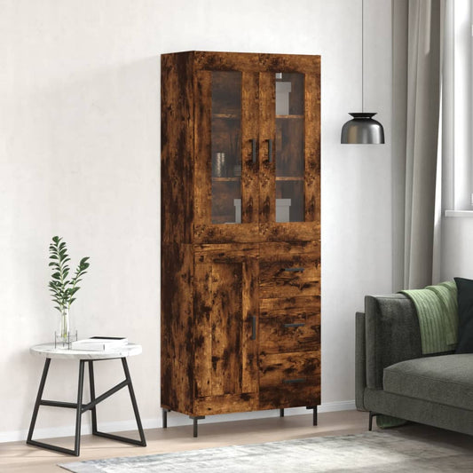 Highboard Smoked Oak 69.5x34x180 cm Engineered Wood