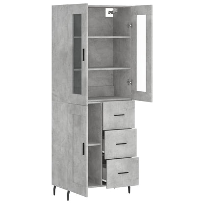 Highboard Concrete Grey 69.5x34x180 cm Engineered Wood