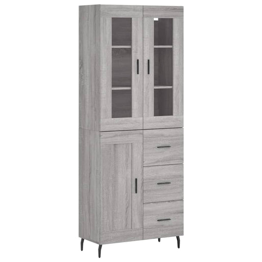 Highboard Grey Sonoma 69.5x34x180 cm Engineered Wood
