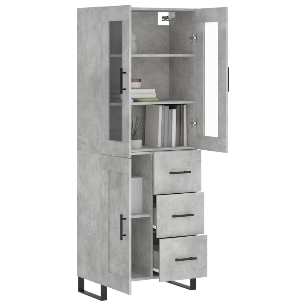 Highboard Concrete Grey 69.5x34x180 cm Engineered Wood