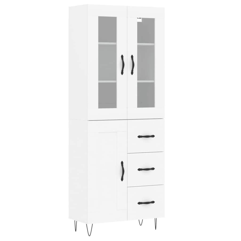 Highboard White 69.5x34x180 cm Engineered Wood