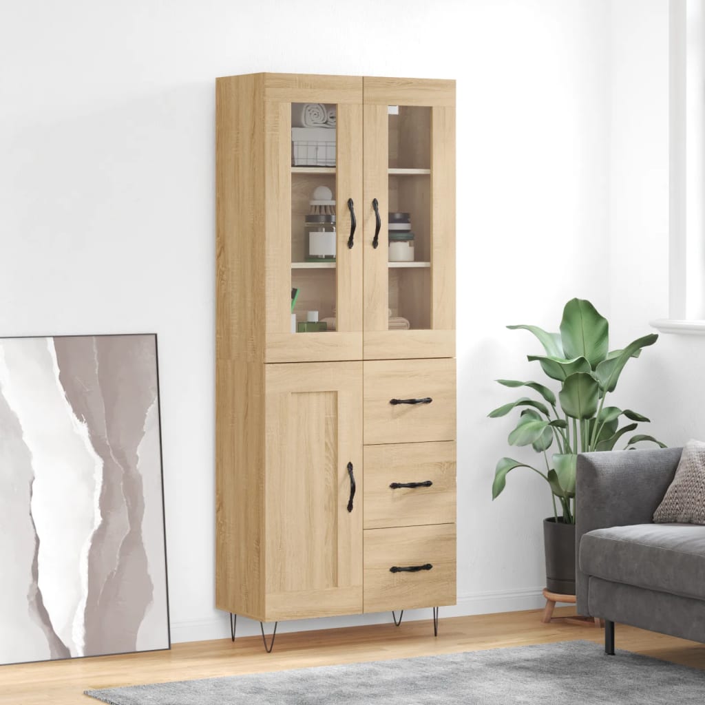 Highboard Sonoma Oak 69.5x34x180 cm Engineered Wood