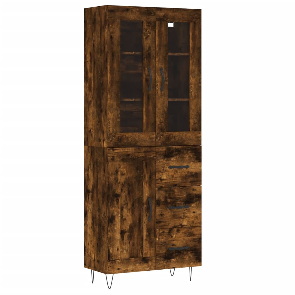 Highboard Smoked Oak 69,5x34x180 cm Engineered Wood