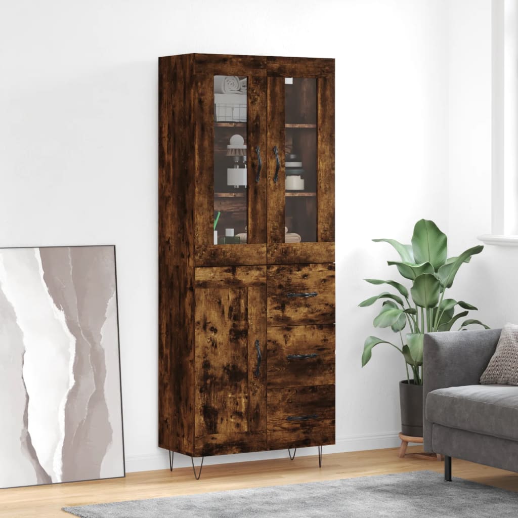 Highboard Smoked Oak 69,5x34x180 cm Engineered Wood