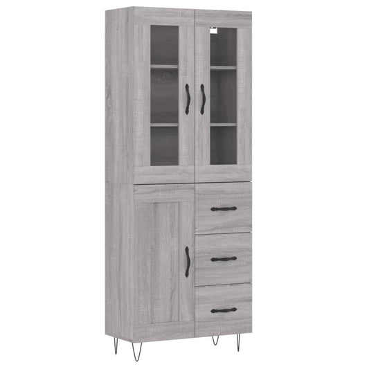 Highboard Grey Sonoma 69.5x34x180 cm Engineered Wood