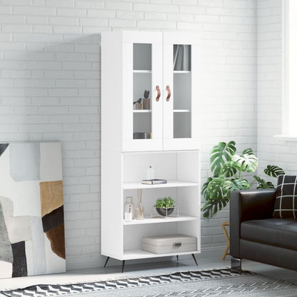 Highboard White 69,5x34x180 cm Engineered Wood