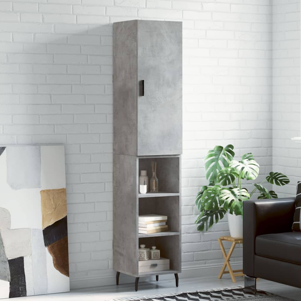 Highboard Concrete Grey 34,5x34x180 cm Engineered Wood