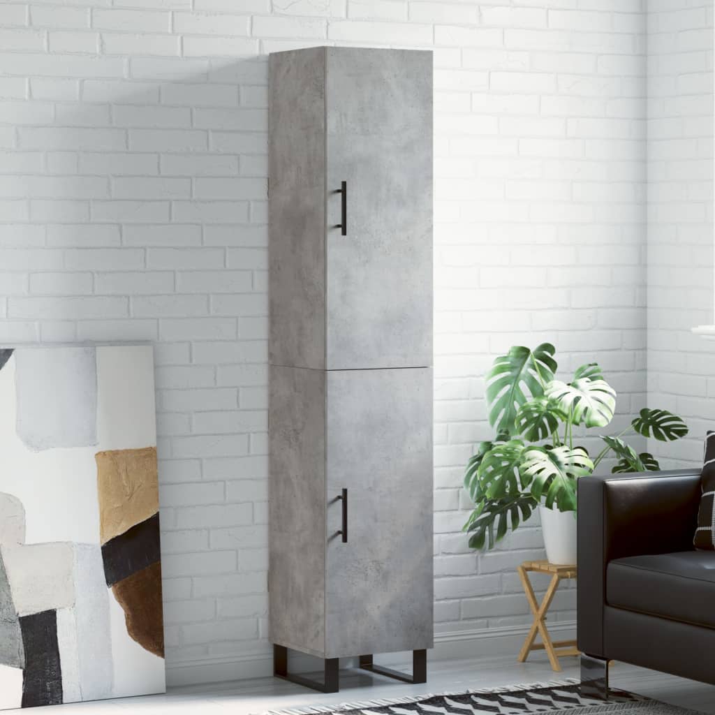 Highboard Concrete Grey 34.5x34x180 cm Engineered Wood