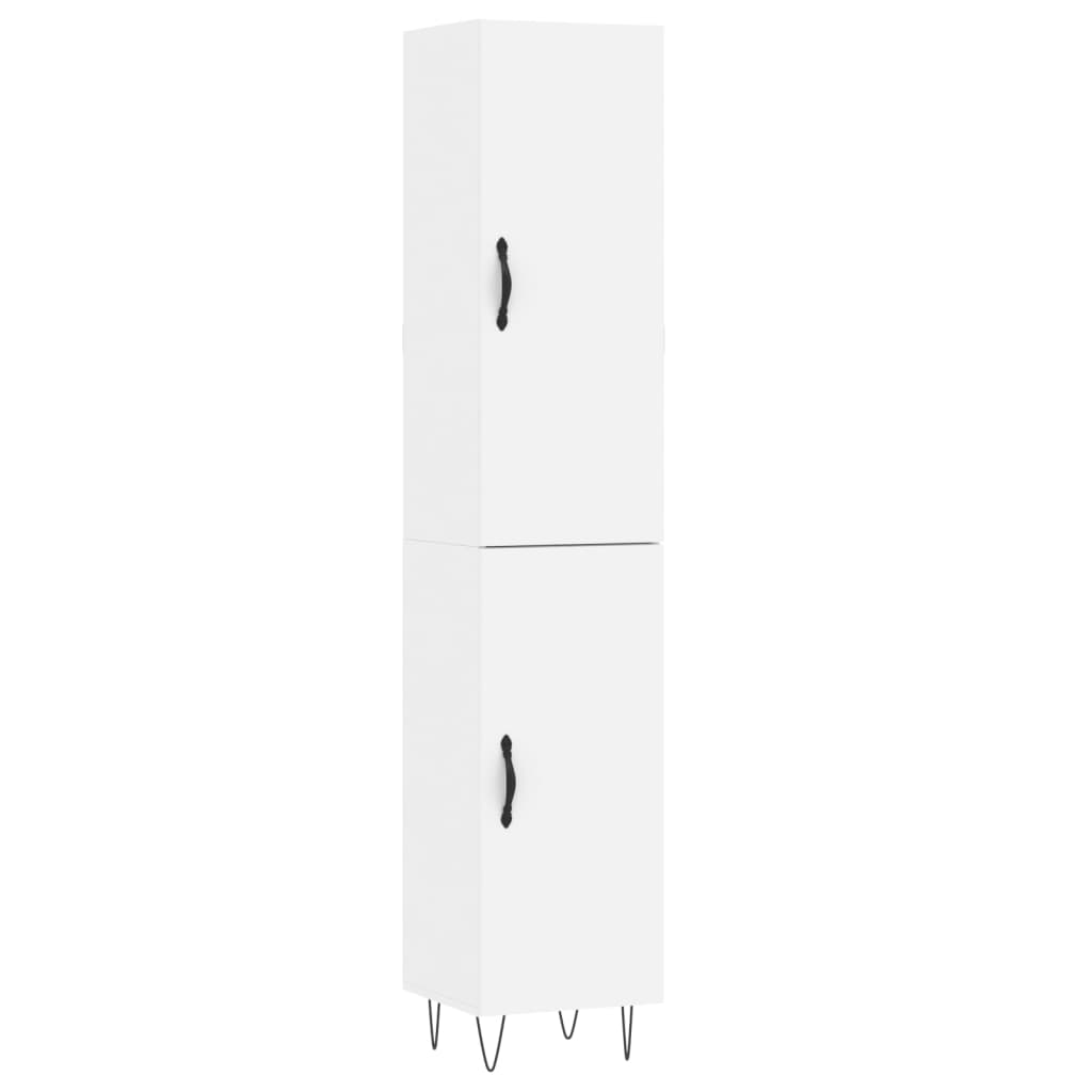 Highboard White 34.5x34x180 cm Engineered Wood