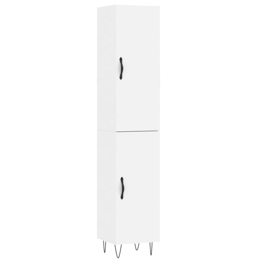 Highboard White 34.5x34x180 cm Engineered Wood