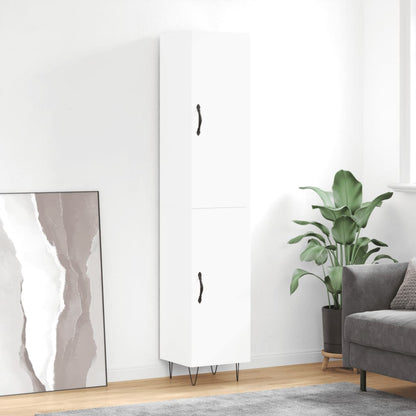 Highboard White 34.5x34x180 cm Engineered Wood