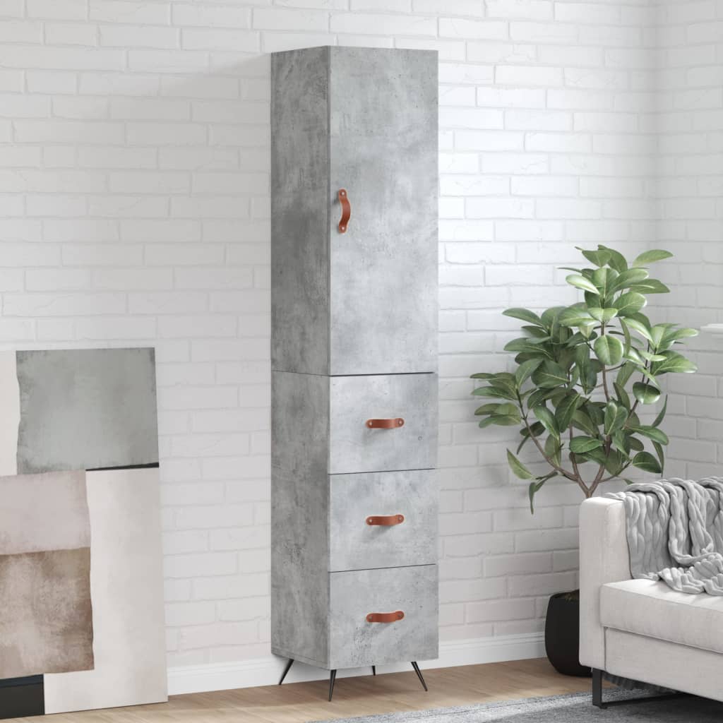 Highboard Concrete Grey 34.5x34x180 cm Engineered Wood