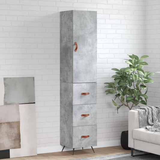 Highboard Concrete Grey 34.5x34x180 cm Engineered Wood