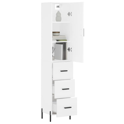 Highboard White 34,5x34x180 cm Engineered Wood