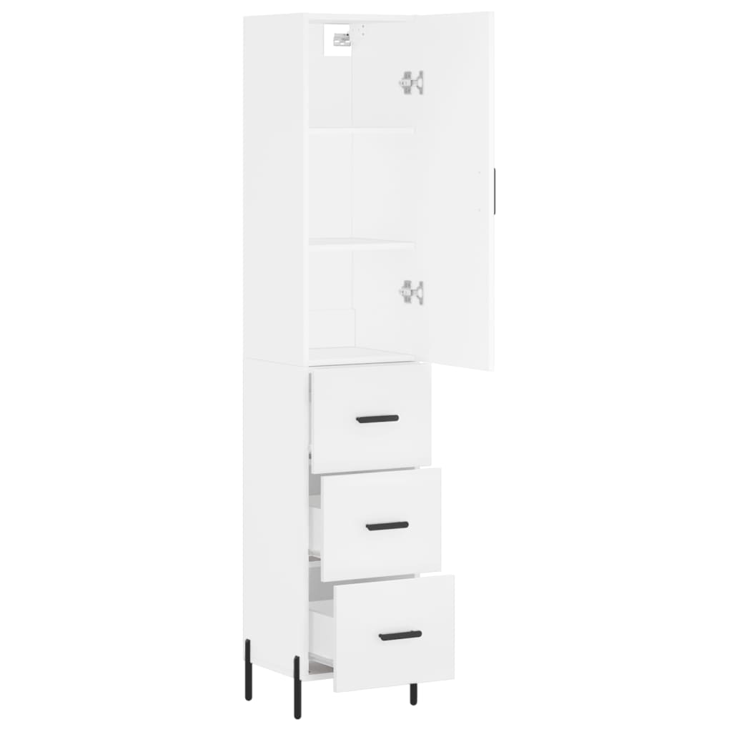 Highboard White 34,5x34x180 cm Engineered Wood