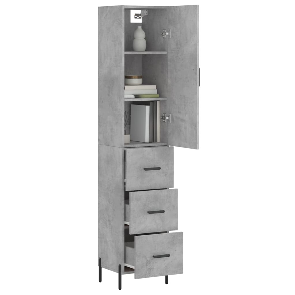Highboard Concrete Grey 34,5x34x180 cm Engineered Wood