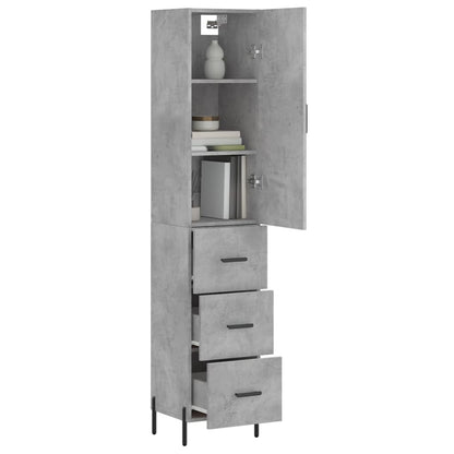Highboard Concrete Grey 34,5x34x180 cm Engineered Wood