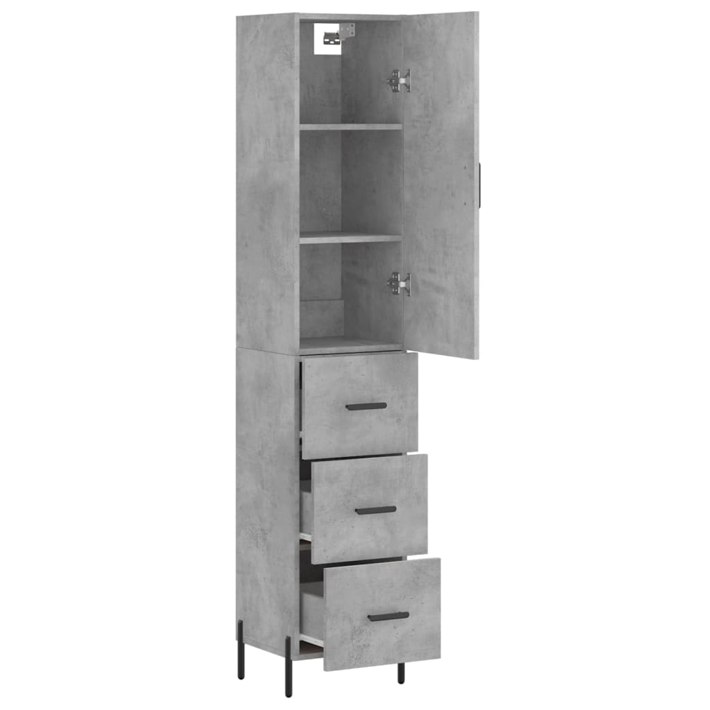 Highboard Concrete Grey 34,5x34x180 cm Engineered Wood