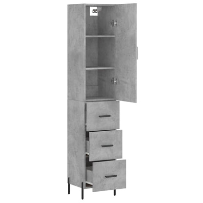 Highboard Concrete Grey 34,5x34x180 cm Engineered Wood