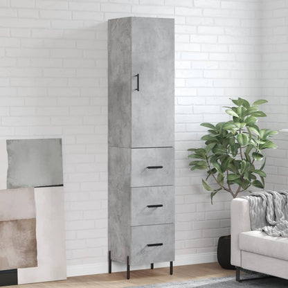 Highboard Concrete Grey 34,5x34x180 cm Engineered Wood