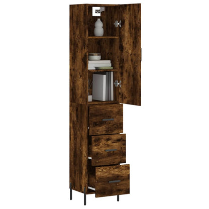 Highboard Smoked Oak 34,5x34x180 cm Engineered Wood
