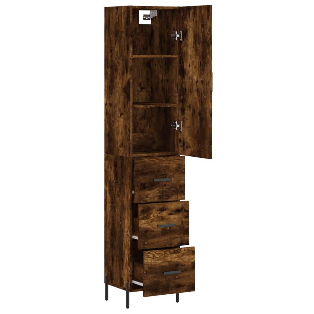 Highboard Smoked Oak 34,5x34x180 cm Engineered Wood