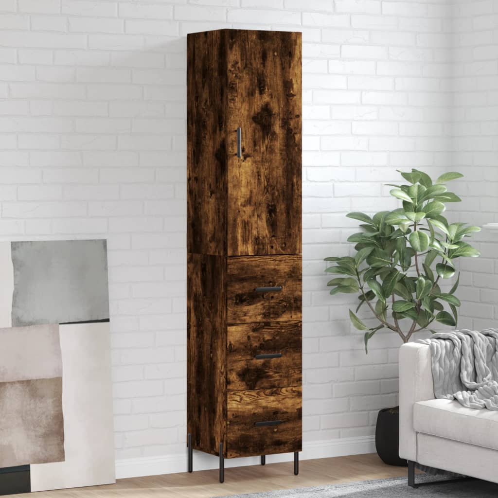 Highboard Smoked Oak 34,5x34x180 cm Engineered Wood