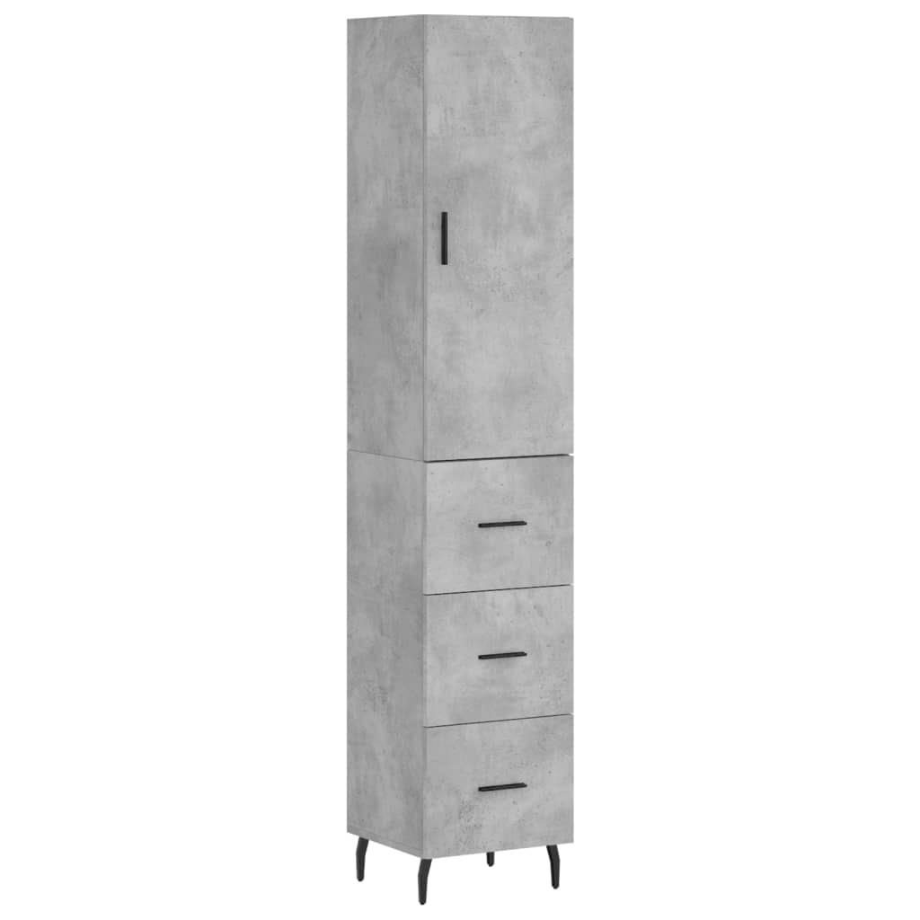 Highboard Concrete Grey 34,5x34x180 cm Engineered Wood