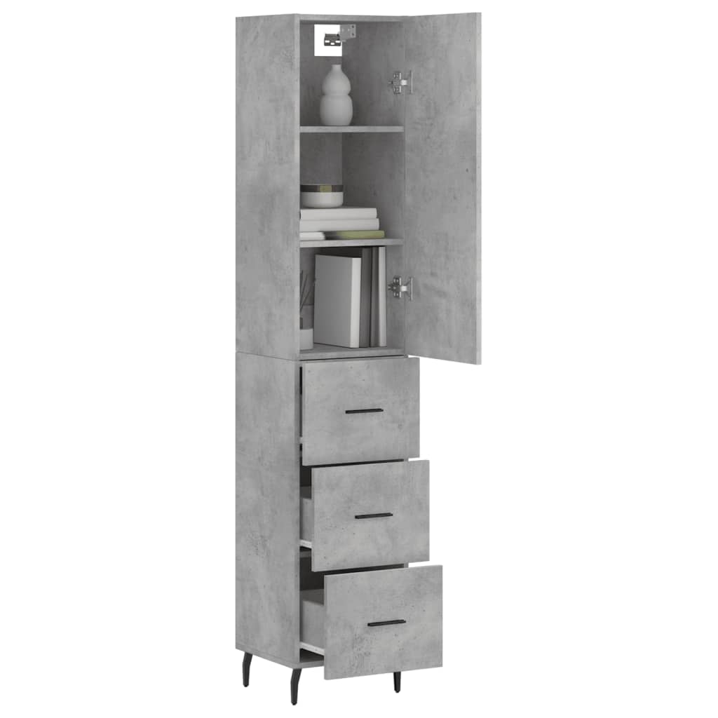 Highboard Concrete Grey 34,5x34x180 cm Engineered Wood