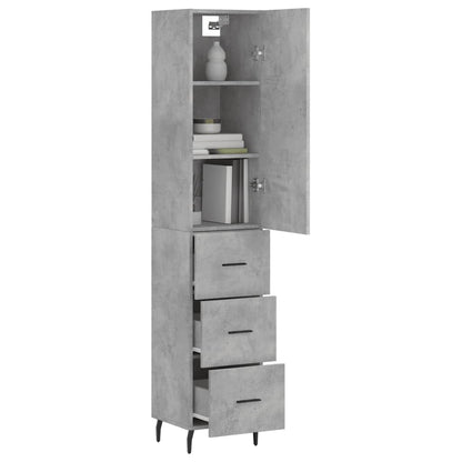 Highboard Concrete Grey 34,5x34x180 cm Engineered Wood