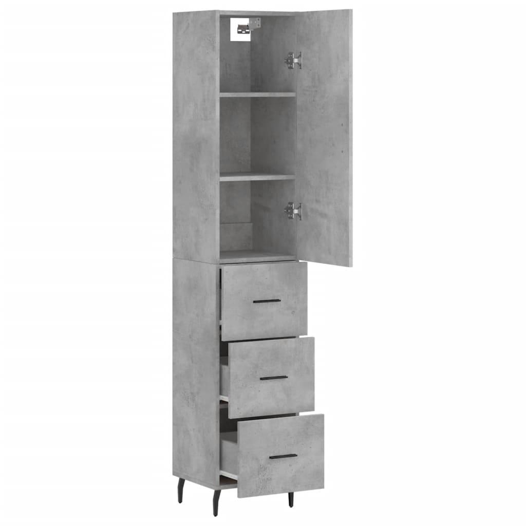 Highboard Concrete Grey 34,5x34x180 cm Engineered Wood