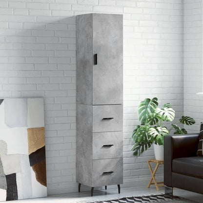 Highboard Concrete Grey 34,5x34x180 cm Engineered Wood