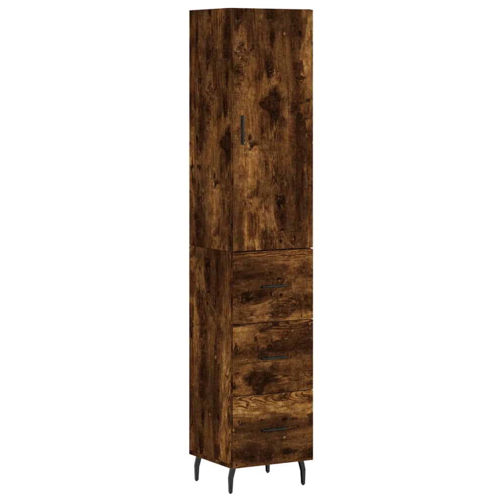 Highboard Smoked Oak 34,5x34x180 cm Engineered Wood