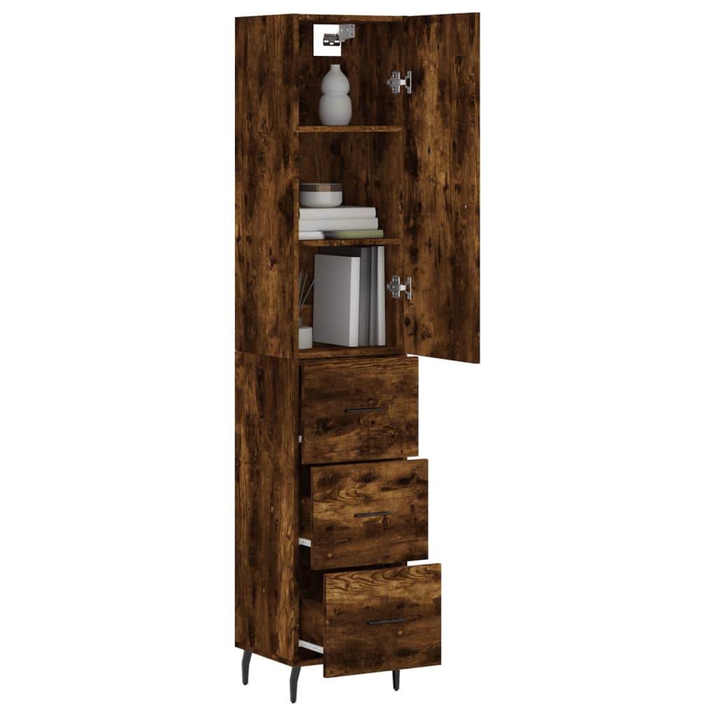 Highboard Smoked Oak 34,5x34x180 cm Engineered Wood