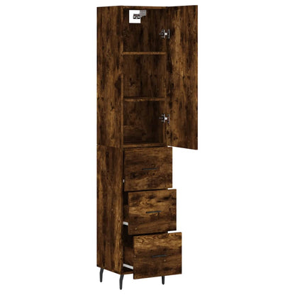Highboard Smoked Oak 34,5x34x180 cm Engineered Wood