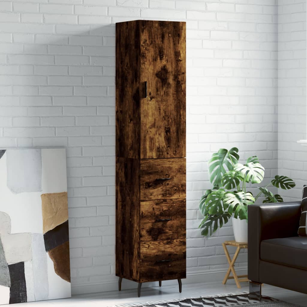 Highboard Smoked Oak 34,5x34x180 cm Engineered Wood
