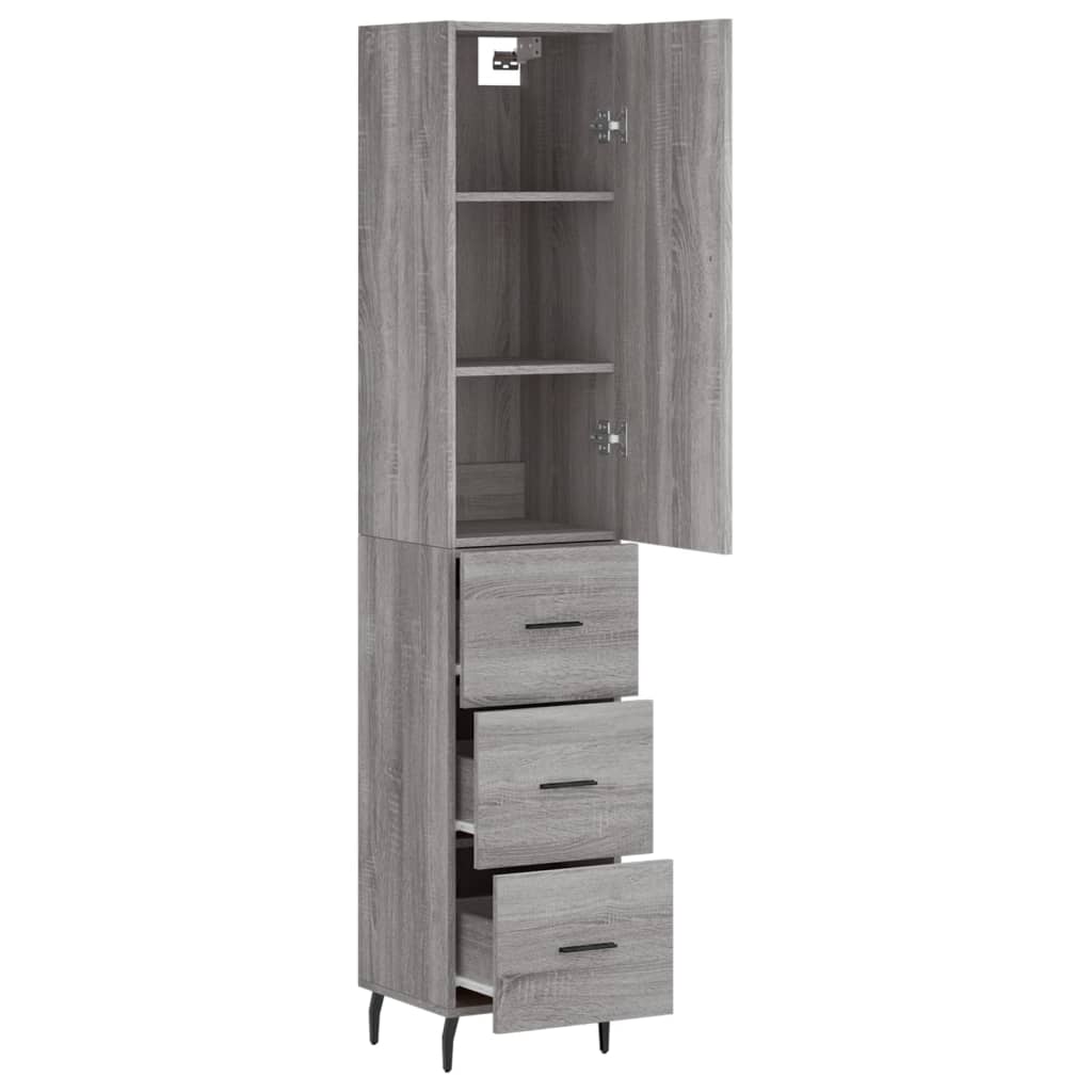 Highboard Grey Sonoma 34,5x34x180 cm Engineered Wood
