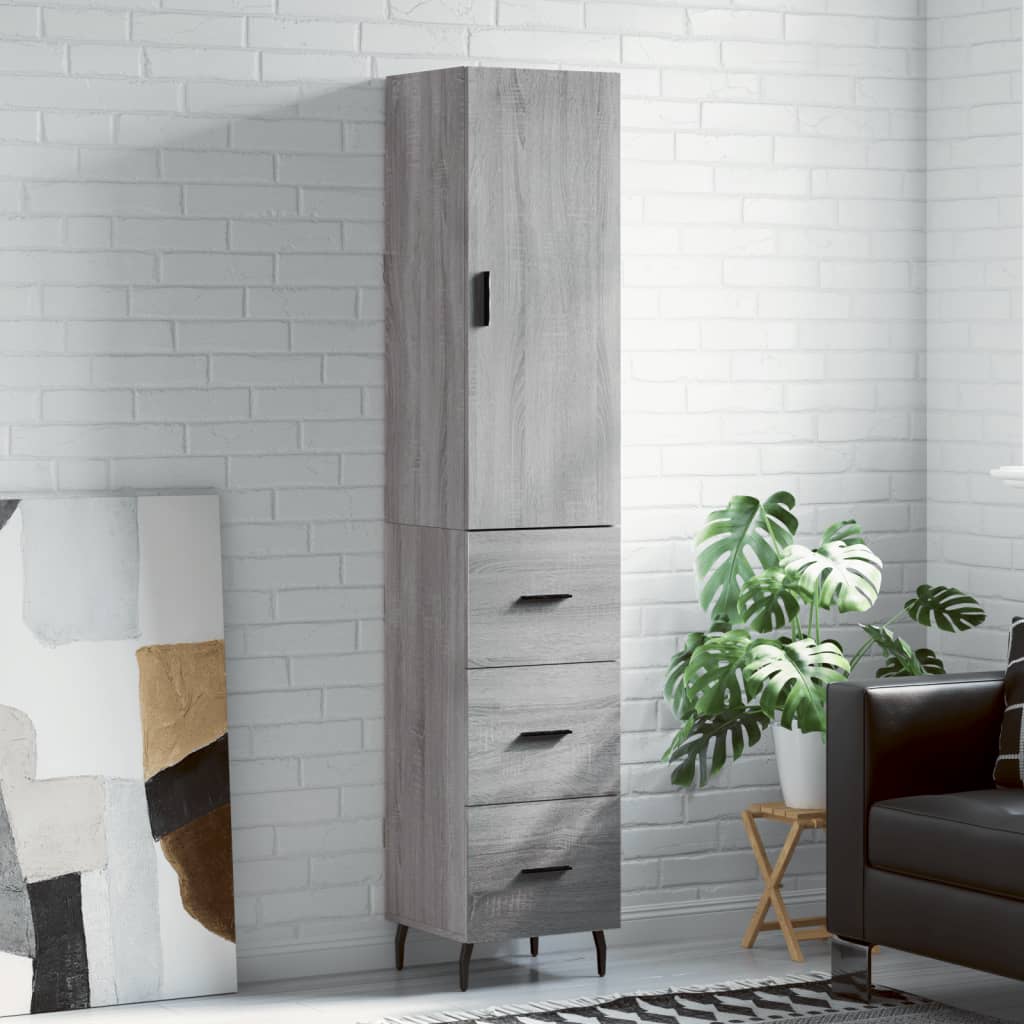Highboard Grey Sonoma 34,5x34x180 cm Engineered Wood